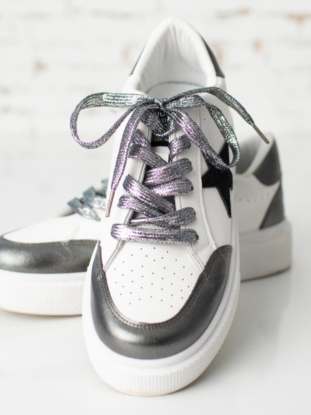 Vintage Havana Lexa Sneakers Womens Size 10 White Pewter Star Platform Shoes - Picture 2 of 7